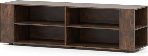 Tangkula Soporte de TV de madera para televisores de hasta 65 pulgadas, moderno centro de entretenimiento con 8 estantes abiertos, armario de