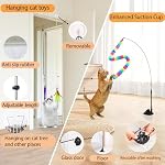 Soarer 4-in-1 Interactive Cat Wand Toy,12Pcs Durable Fishing Pole Cat Feathers Toys Replacements,Enhanced Suction Cup Cat Toy Floor,2 Types Door Hanging Cat String Toys for Indoor Kitten - Image 3