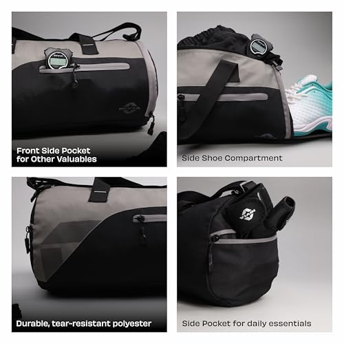 Image of Nivia Fuse Gym Duffle Bag for Men and Women, 25L Lightweight Training and Travel Bag with Shoe Compartment, Quick Access Pockets, and Adjustable Strap, Designed for Athletes, Travel (Black /Grey)