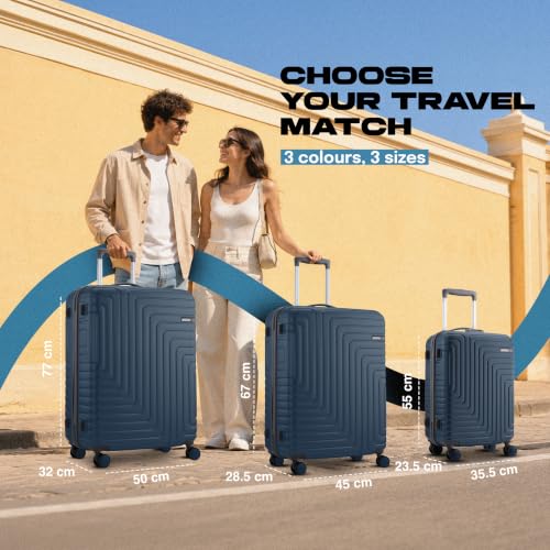 Image of American Tourister Ivy NXT | Cabin Trolley Bag (55 cm) | 360 8 Wheel Travel Luggage | 2 Compartments | Hard Luggage Polycarbonate Suitcase | Mounted Combination Lock | 3 Years Global Warranty | Blue