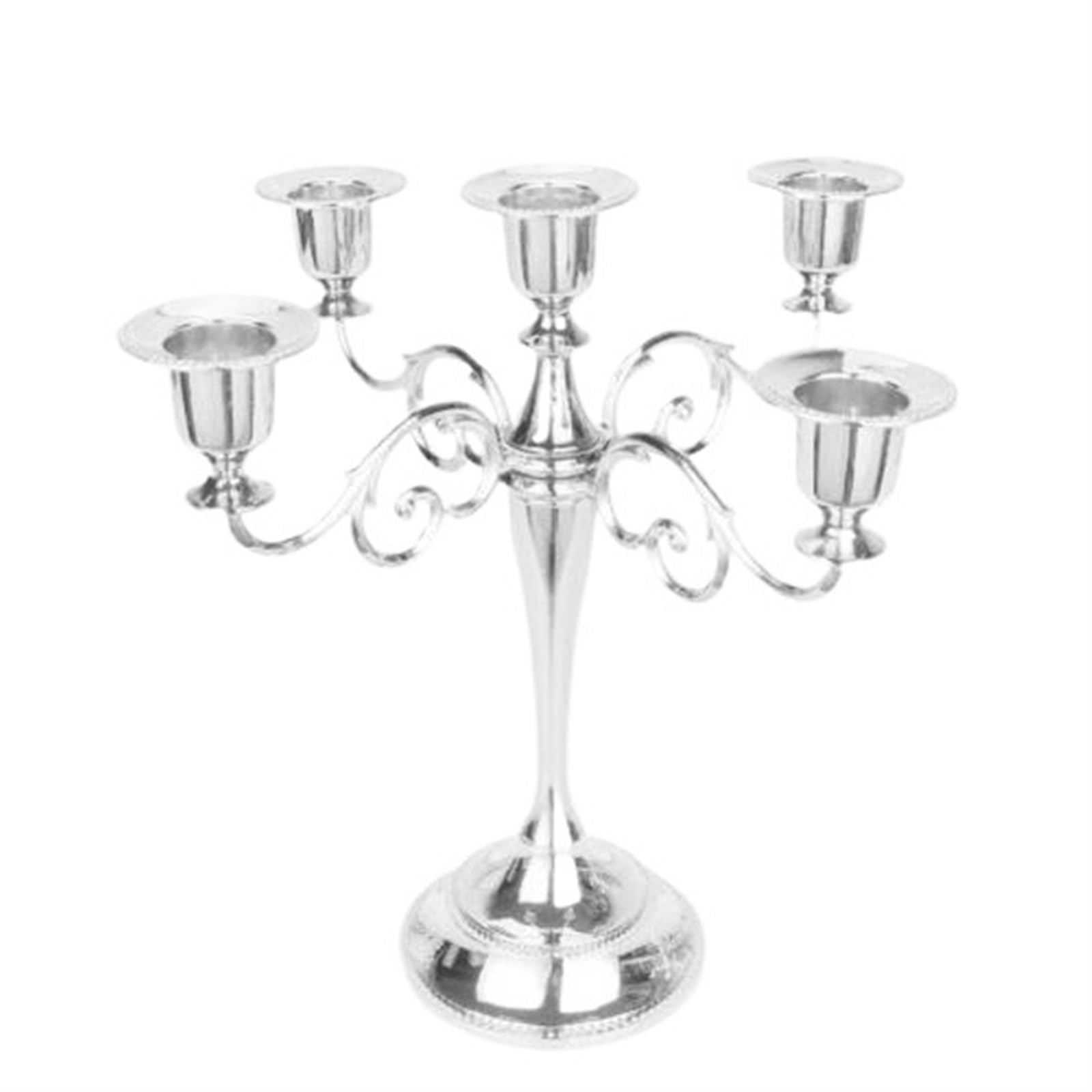 portavelas Navidad Candelabros Retro de Metal Mesa Cena romántica Decoración del hogar la Boda Candelabro(Silver 5 Head)