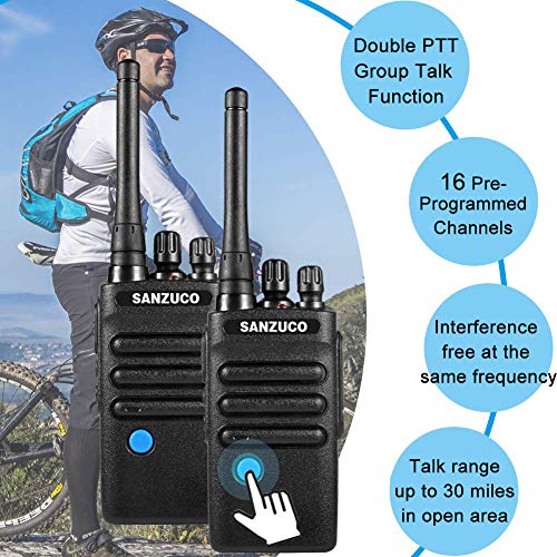 Two Way Radios Rechargeable with Group Talk Button, SANZUCO UHF Long Range 2 Way Radio, Handheld Walkie Talkies with earpiece and mic (2 Packs) - Thumbnail 3