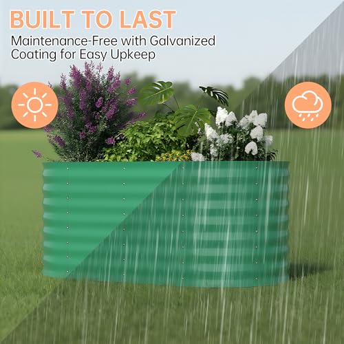 4x2x2ft Galvanized Raised Garden Bed Outdoor, 24" Tall Metal Planter Box for Flowers Herbs Vegetables, Rust-Resistant Raised Garden Beds for Gardening, Easy Assembly Outdoor Garden Box & Planters