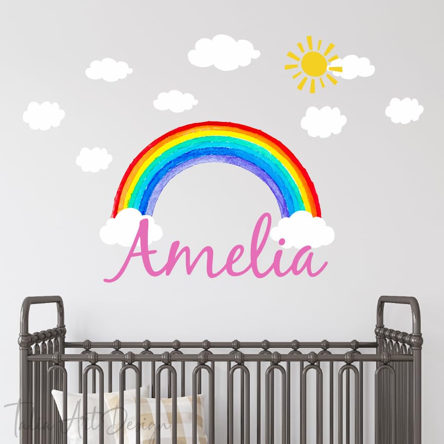 Custom Name Rainbow wall Stickers,Vinyl Wall Stickers for Kids Boys Girls Bedroom Daycare Classroom Playroom and Kids Room Wall