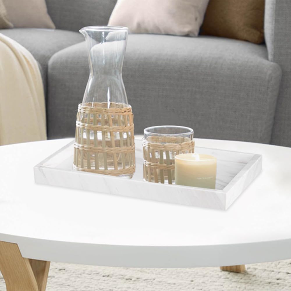 Plateaux De Salle De Bain En Silicone Motif Marbre - Lot De 2 - Rangement Bijoux, Cosmétiques, Savons