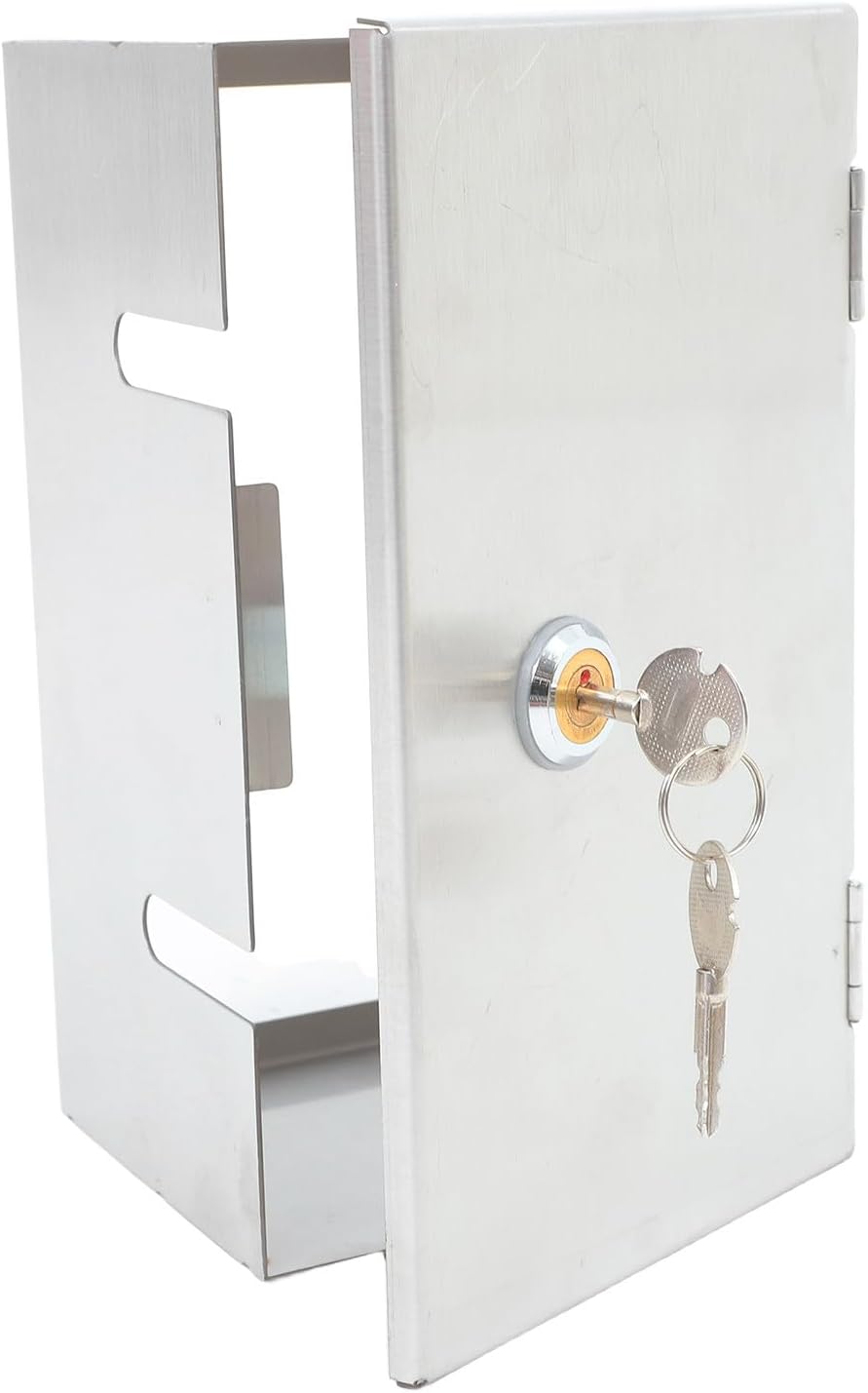 Lockable Stainless Steel 2-Gang Electrical Socket Protection Box Waterproof Outdoor Wall Socket Cover Heavy-Duty Security Outlet Protector for Home and Garden