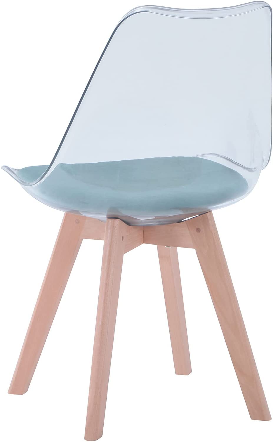 Juego de 4 Sillas de Comedor Transparentes Modernas, Sillas de Comedor Tapizadas Extraíbles, Sillas de Cocina de Diseño Escandinavo (Terciopelo-Verde)