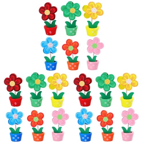 ABOOFAN 18 Pcs Memo Board Clip Flower Pot Table Menu Wooden Memo Clips Card Photo Holder Flower Pot Card Holder Table Holder Stand Vintage Wooden Note Clip Picture Bamboo Child Business