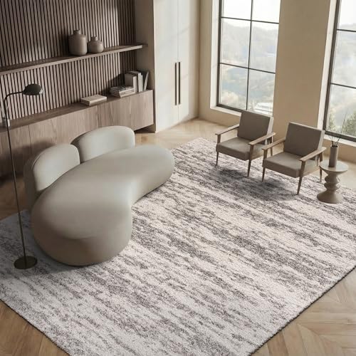 SAFAVIEH Hudson Shag Collection Area Rug - 10' x 14', Ivory & Grey, Modern Design, Non-Shedding & Easy Care, 2-inch Thick Ideal for High Traffic Areas in Living Room, Bedroom (SGH206A)