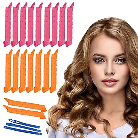 WHISKET Hair Curlers Spiral Curls No Heat Wave Hair Curlers Styling Kit Styling Hooks for Most Kinds of Hairstyles 28 cm (14, Hair Roller)