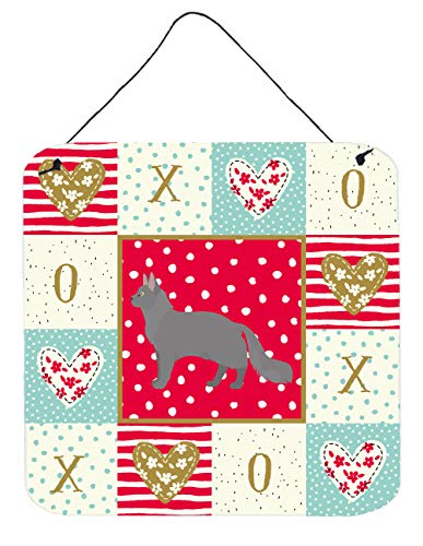 Caroline's Treasures CK5656DS66 Nebelung #2 Cat Love Wall or Door Hanging Prints, Red Aluminum Metal Sign Kitchen Wall Bar Bathroom Plaque Home Decor, 6x6, Multicolor