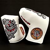 19th Hole Custom Shop Bulldog Golf Headcover for Midsize Mallet Putter, White