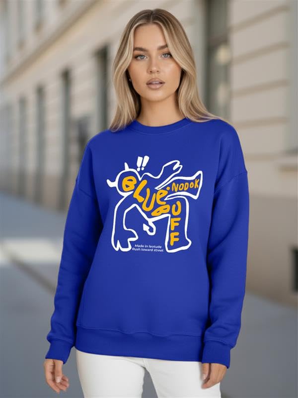 Image of LEOTUDE Women's Boyfriend Fit Loopknit Sweatshirt | Full Sleeve Drop Shoulder | Sweatshirt for Women