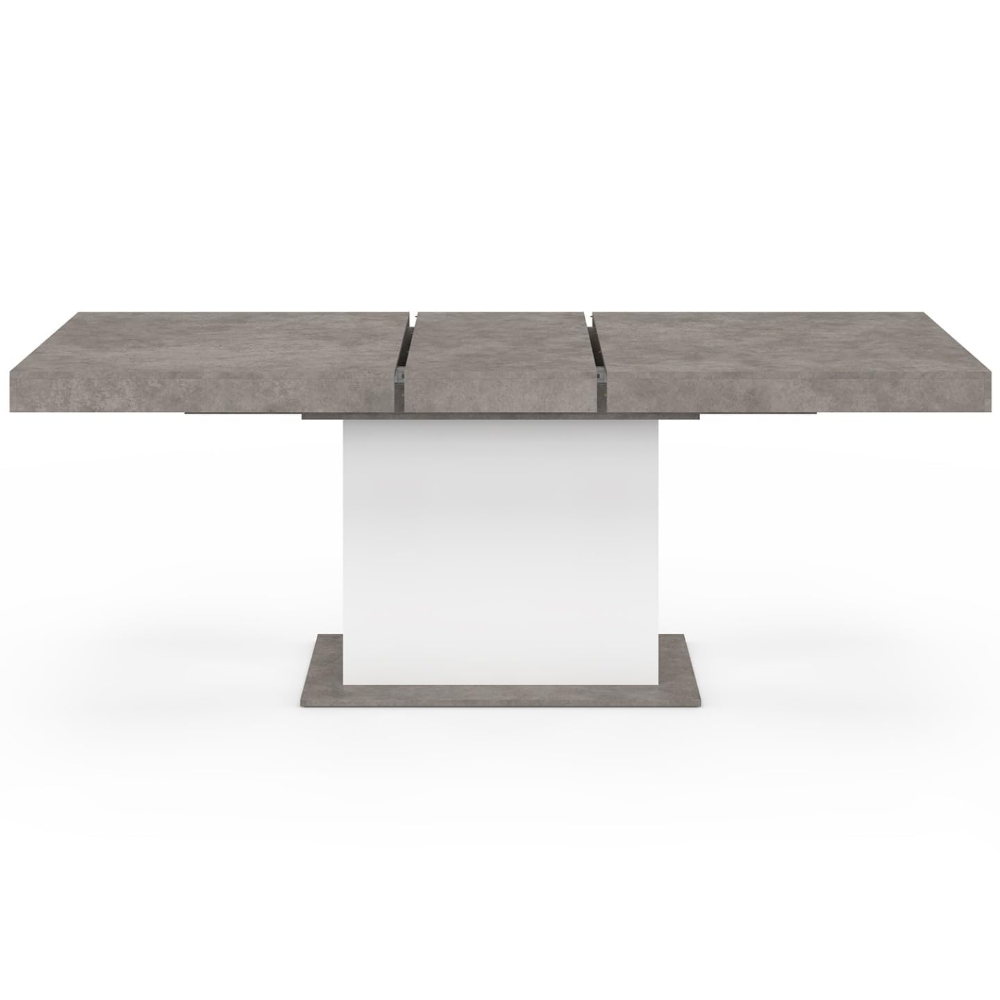 IDMarket - Table à Manger Extensible Rectangle Eden 6-10 Personnes béton et Blanc 160-200 cm