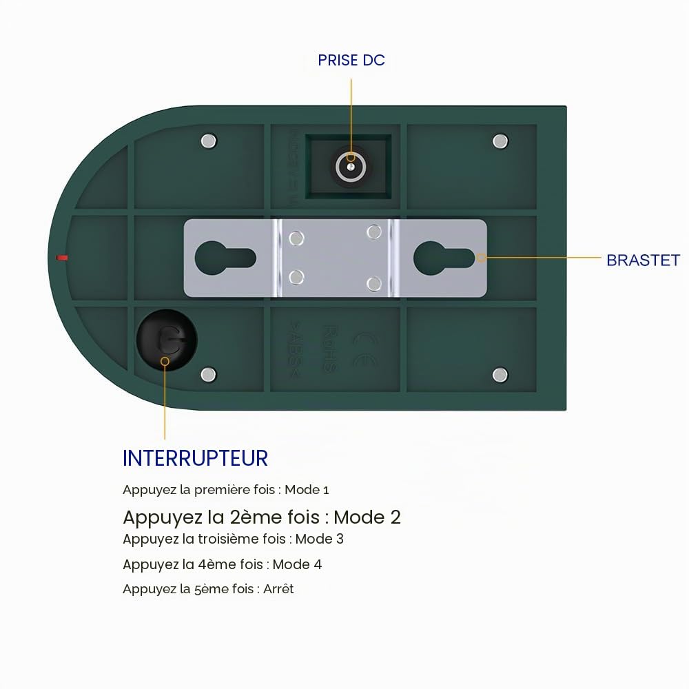 Alarme extérieur solaire à détecteur de mouvement – Bruit sonore de 129 dB, détecteur de mouvement multibande haute fréquence à ultrasons avec lumière stroboscopique, pour la cour, la ferme, le jardin