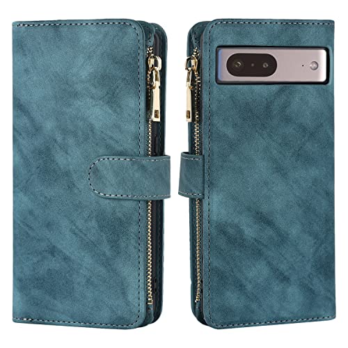Coque Google Pixel 7 cordon amovible - Étui portefeuille cuir bleu clair - 2