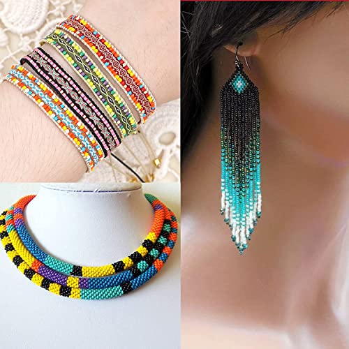 SKY-TOUCH DIY Seed Bead Kit Set - 3300 Letter & Pony Beads, 24-Grid, Mini Seed Beads for Jewelry Making, Bracelet Beads, Diy Crafts, Beading Needles (4mm)