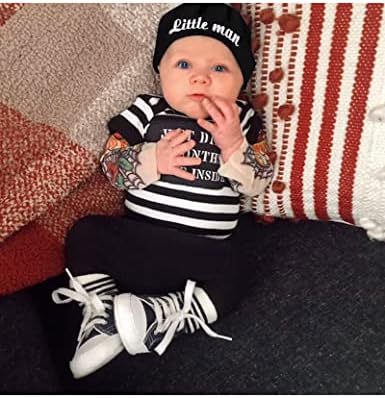 Baby Boy Clothes Tattoo Sleeve Funny Romper Bodysuit+Pants 3PCS Infant Outfits Set