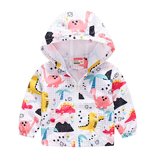 VIVIYY Toddler Cute Cartoon Print Jacket Coat Infants Baby Boy Girls Full Zip Windbreaker Casual Hooded Outerwear