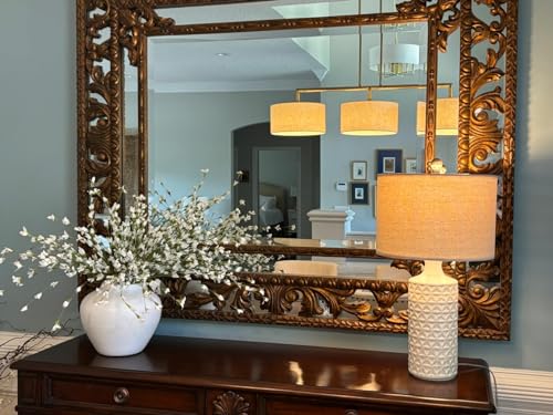 PoKat 24.75" Modern Contemporary Ceramic End Table Lamps Set of 2 for Living/Study Room Desk Décor,Bedside,Nightstand Lamps for Bedroom Office Farmhouse,White - Image 2