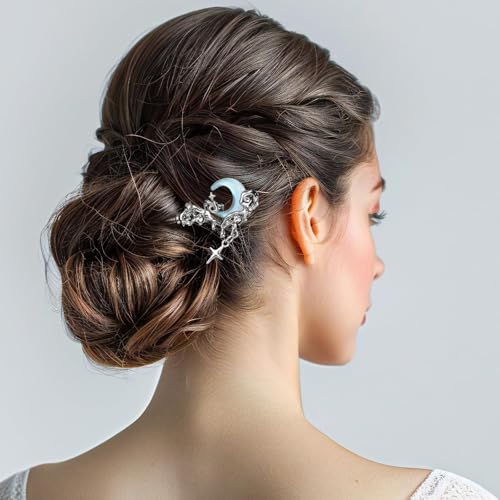 Image of Hair Sticks for Bun, Hair Chopsticks, New Chinese Style Tassel Flower Hairpins, Vintage Alloy Hair Chopsticks for Hanfu Hairs Decoration