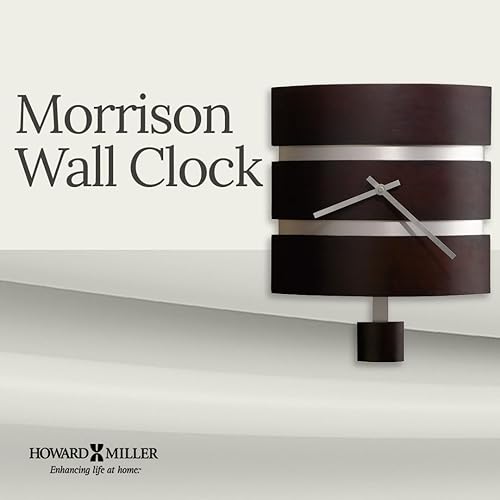 Miniatura 3 de Howard Miller Morrison - Reloj de pared moderno, acabado café negro contemporáneo con péndulo de níquel cepillado, elegante diseño sin números,
