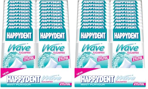 Image of Happydent Wave, Xylitol Sugarfree Mint Flavour, Bubble Gum Fliptop Pack, 306 g - Pack of 36