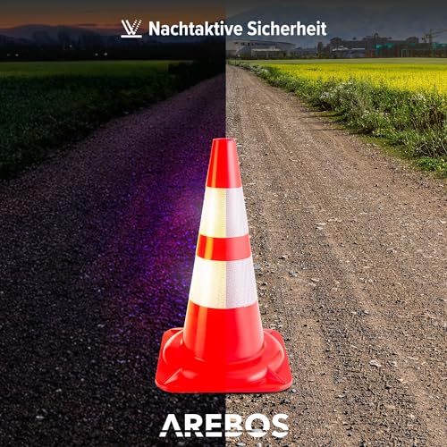 Arebos 10 Verkehrshütchen, reflektierend, 50 cm
