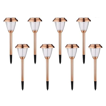 voona Solar Lights Outdoor Pathway - 8 Pack Copper Garden Walkway Lights Solar Powered Waterproof Outdoor Lights for Garden, Lawn, Yard, Walkway, Pathway, Landscaping