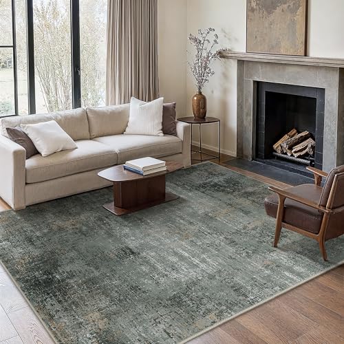 Area Rugs 8x10 Machine Washable Rug for Bedroom Living Room Dining Room, Large Modern Abstract Soft Rugs, Indoor Low Pile Carpet with Non Slip Rubber Backing, Abstract Deep Gray