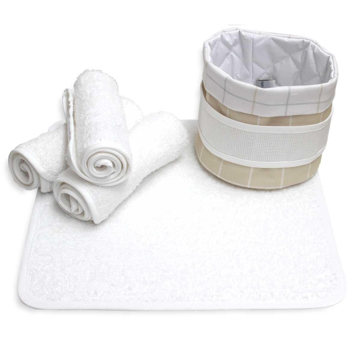 Toallas de baño bordadas con cesta Aida 4 uds. Escocés 20 beige