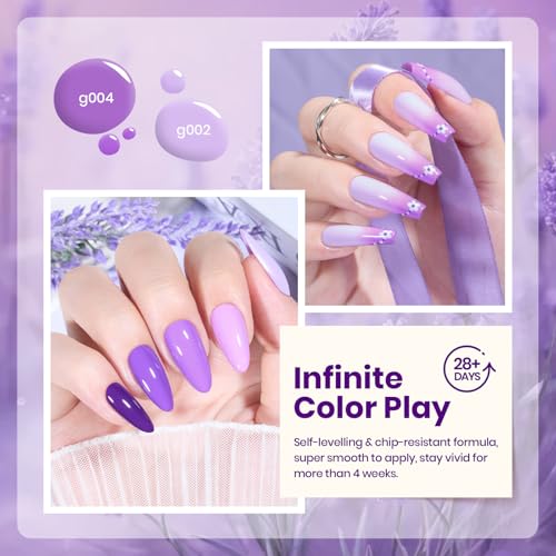 Image of Beetles Purple Gel Polish Set, Violet Letter Collecion, 6 Purple Colors