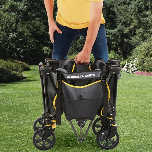 Image of Gorilla Carts Collapsible Folding Outdoor Utility Wagon, 7 Cu Ft, Gray