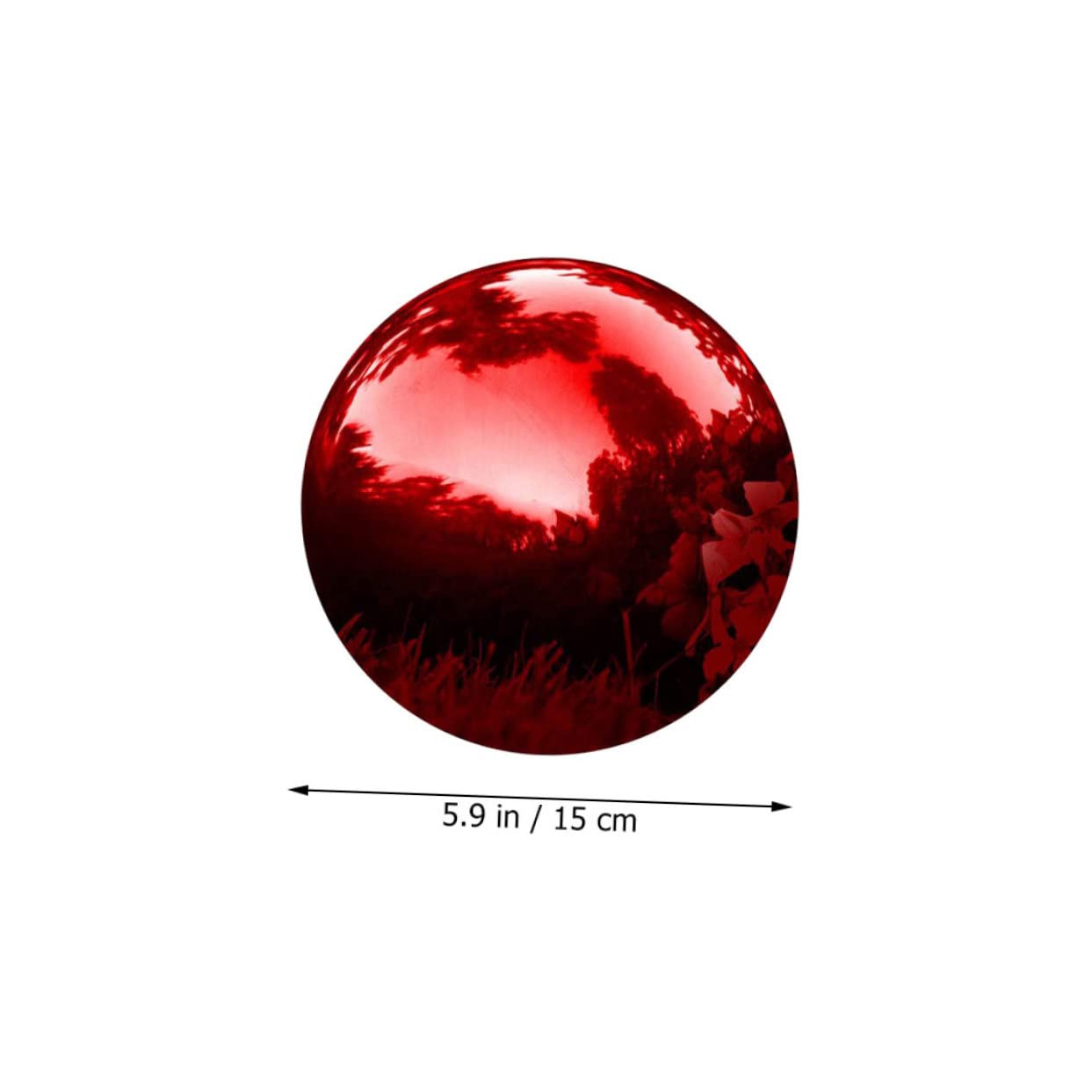 BESPORTBLE Gazing Ball: 5.85inch Stainless Steel Mirror Ball Reflective Garden Sphere - Red Gazing Globe for Garden Home Patio Lawn Outdoor and Indoor Decorative