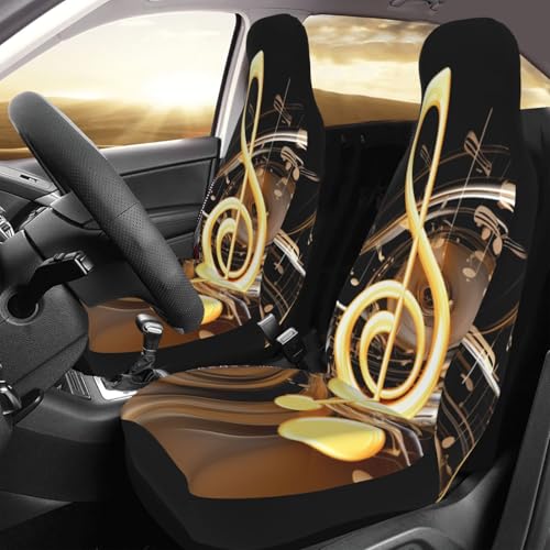 Housse de siège de voiture universelle douce lavable auto motif notes de musique x2
