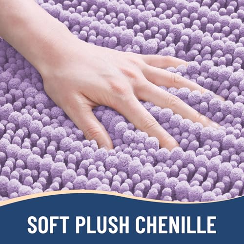 Image of Arotive Luxury Bathroom Ruuner Rugs 47x24, Extra Soft Thick Absorbent Shaggy Chenille Bath Rugs, Machine Wash Dry, Bath Mats for Bathroom Floor, Tub and Shower, Home Decor Accessories, Light Purple