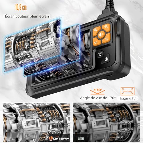 Endoscope numérique HD 1080p avec écran IPS caméra d'inspection IP67