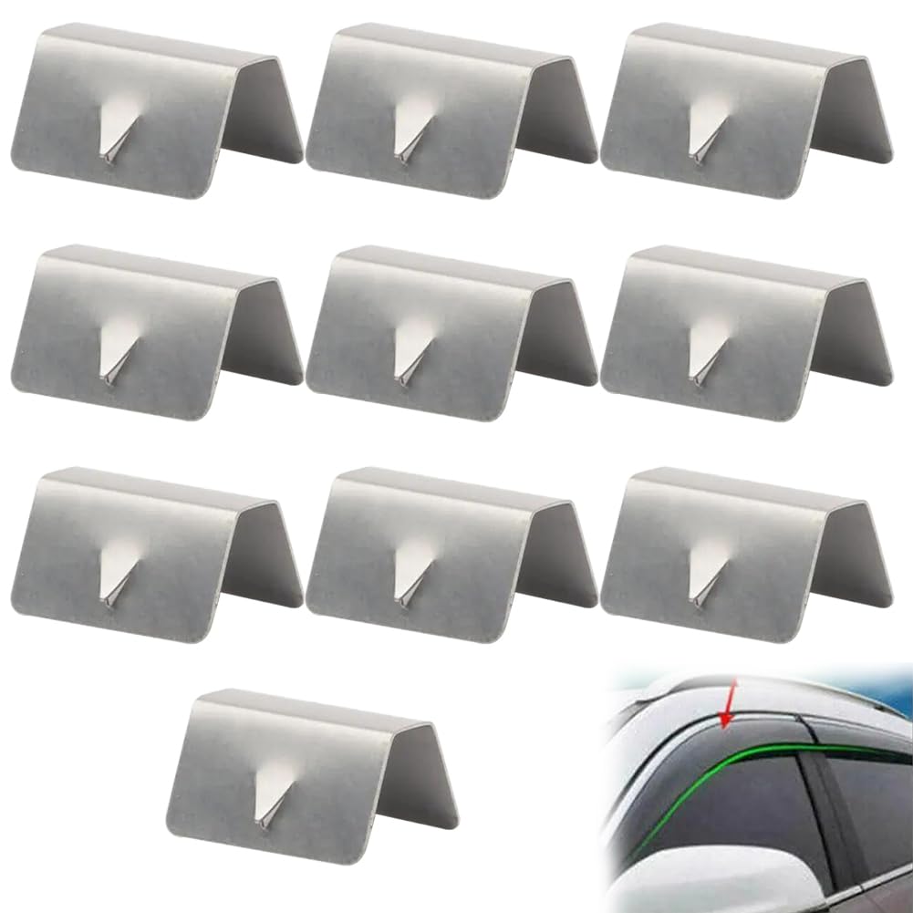 Stainless Steel Windshield Clip,Wind Deflector Fitting Clips,Windscreen Slot Fixing Clip,Clip Deflettori Auto,Clip in Acciaio per Parabrezza Auto in Acciaio Inossidabile 10 Pezzi Tokaneit