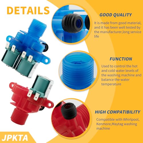 W10240949 Cold Water Inlet Valve MVWX655DW1 W10240948 Hot Water Inlet Valve Replacement Part Compatible with Whirlpool Kenmore Maytag Washers - Replaces W11168740 W10921515 W10921514 W11168743