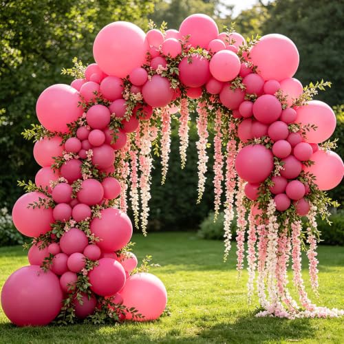 Image of 108Pcs Double Stuffed Hot Pink Balloon Garland Arch Kit