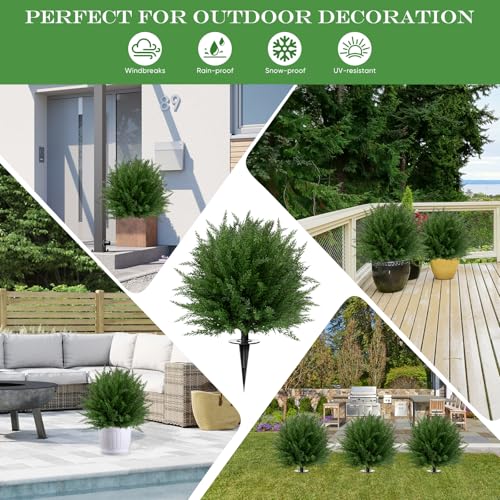 FAJUNZH Artificial Topiary Bushes for Outdoors with Spike, Boxwood Ball Fake Shrubs UV Resistant Faux Plants for Indoor Outdoor Fall Thanksgiving Halloween Decor - image 6