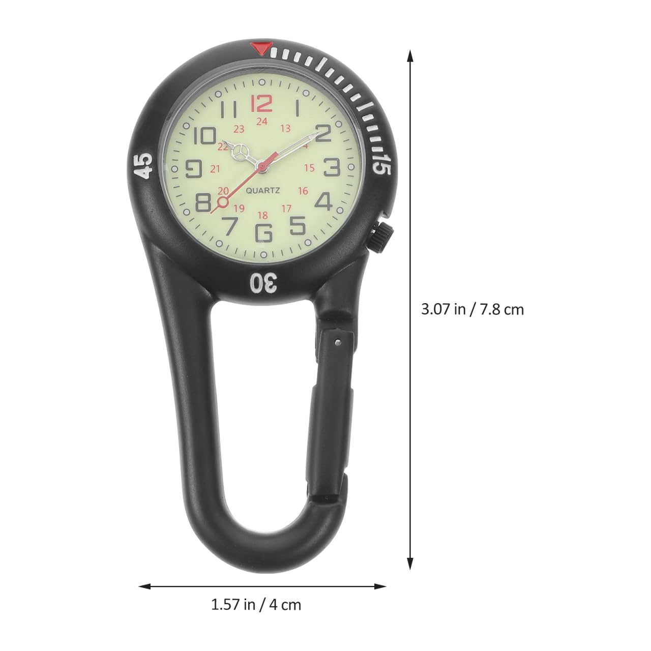 ULTECHNOVO Montre Clip sur Ceinture Lumineuse avec Cadran Fluorescent Et Mousqueton pour Infirmières Médecins Randonnée Escalade Sécurisée