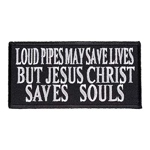 Loud Pipes Jesus Saves Patch, Christian Biker Patches