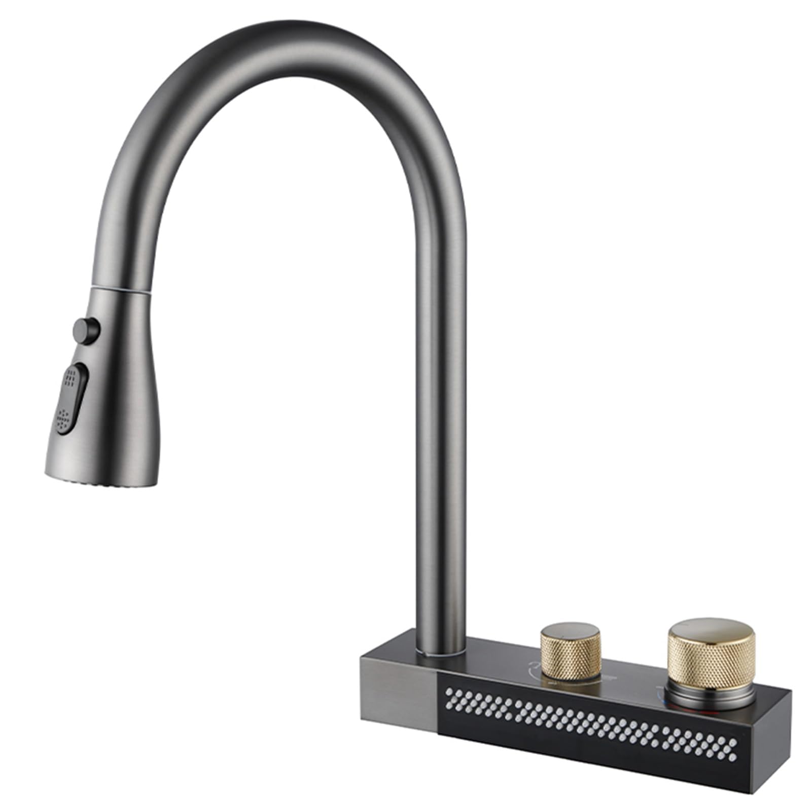 Lmysxaoz Waterfall Kitchen Faucet, With Circular Friction Rotary Adjustment Button, Pull Down Sprayer, For