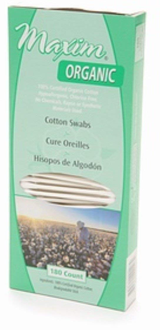 Maxim Hygiene Products Organic Cotton Swabs 180 ea (Pack of 9)