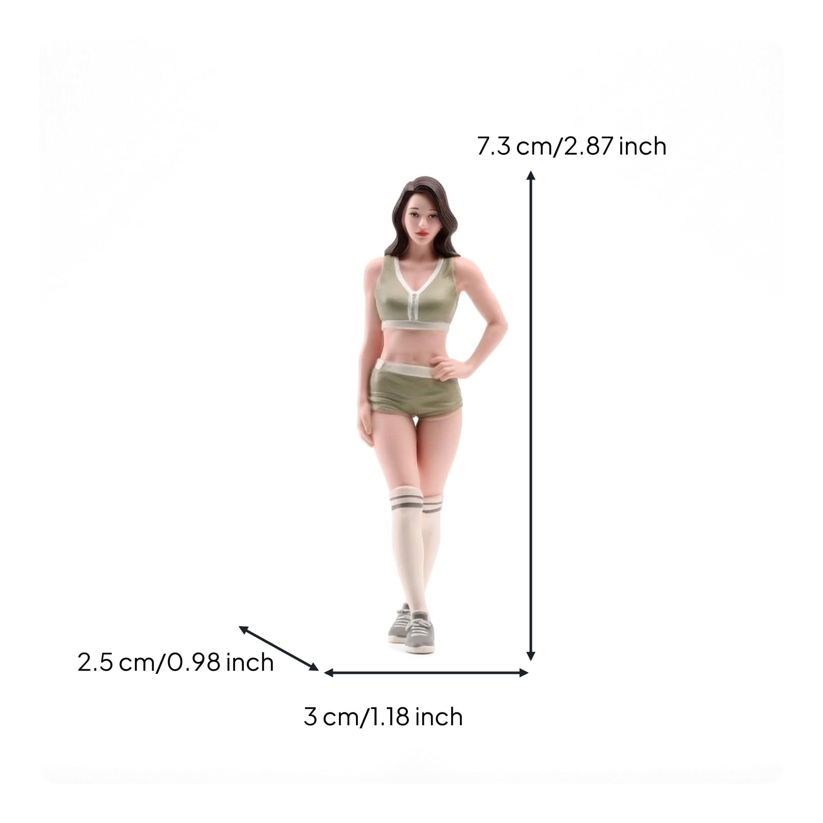 Colcolo Figurina Scena Miniatura Statuetta Sportiva Resina Personaggio Femminile Giovane Decorazione Resina Finitura Liscia Calze a Righe E Sneakers Adatta per Scaffali Vetrine Scrivania, 1/24