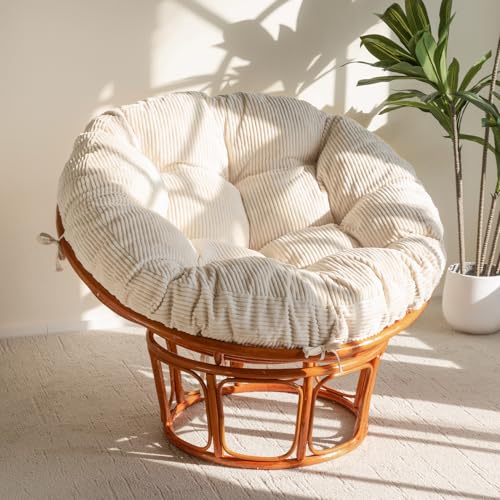 HIGOGOGO Papasan Chair Cushion with Corduroy Cover (Without Chair), 48 x 48 Inch Supportive Cushion,...