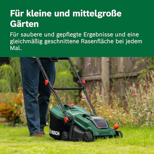 Bosch Akku-Rasenmäher ROTAK18V-32 (Schnittbreite: 32 cm, Schnitthöhe: 25-65 mm, 35 l Stoff-Grasfangkorb, Mulchstopfen, inkl. Akku und Ladegerät) 4