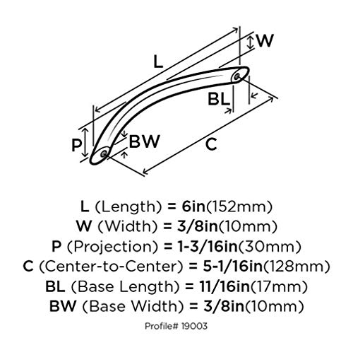 Image of Amerock 5-1 /16 inch Stainless Steel Drawer Pull | 5-1 /16 inch (128mm) Center-to-Center Mounting Distance and 6 inches Overall Length, Durable Stainless Steel Cabinet Hardware