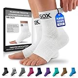 SB SOX Compression Socks for Plantar Fasciitis Relief (Solid White, Medium)